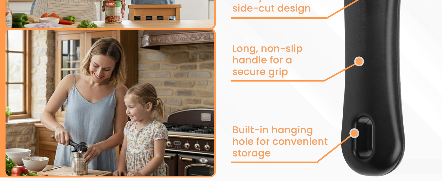 Bellemain Stainless Steel Can Opener – Manual Can Opener For seniors - Ergonomic Smooth edge Can Opener Hand Held Heavy Duty – Easy to use can opener safe cut