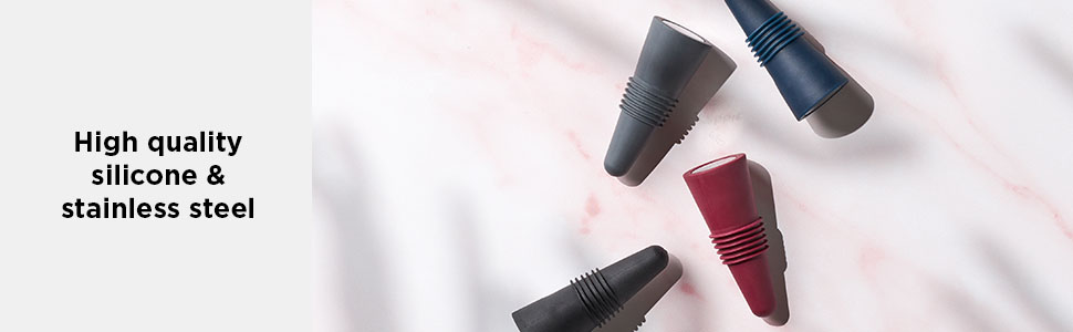 Rabbit Wine and Beverage Bottle Stoppers with Grip Top (Blue, Set of 2)