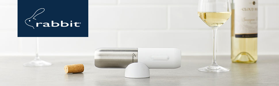 Rabbit Electric Corkscrew Wine Opener - Push Button Automatic Bottle Opener, Compact Design, Opens Bottles Quietly, Stores Vertically or Horizontally, Black