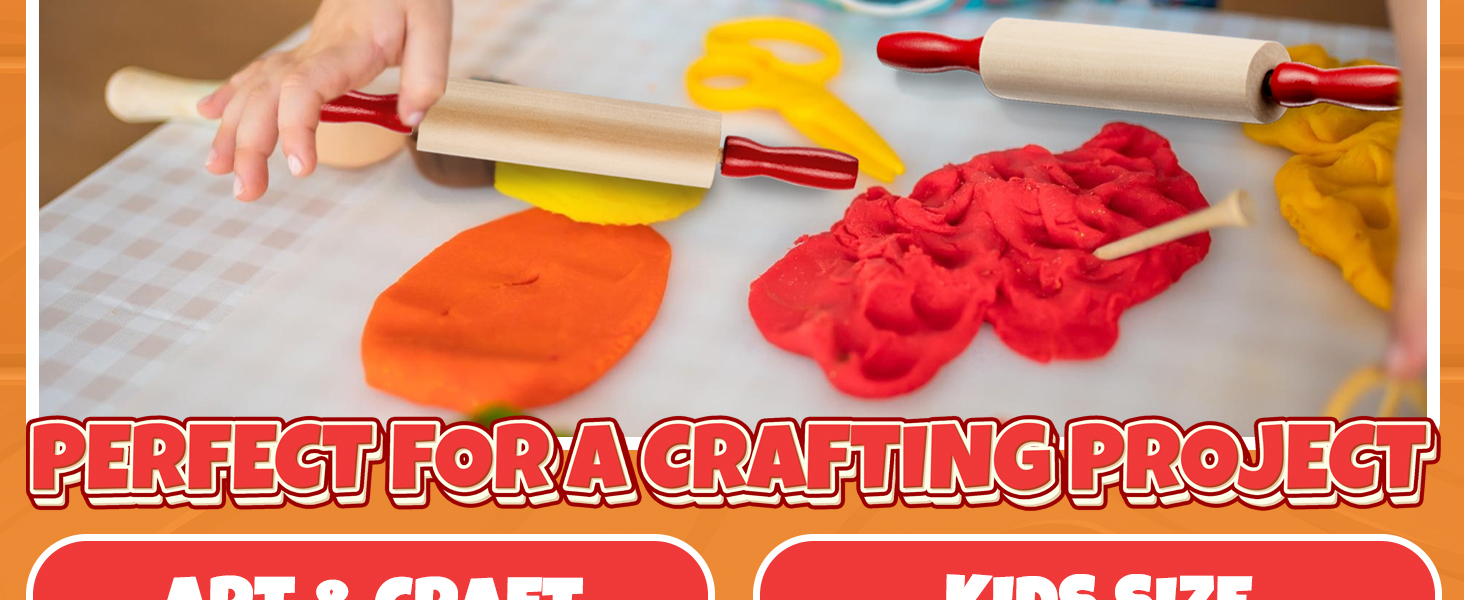 Mini Rolling Pin 7.5 Inch (6 Pack) Kids Rolling Pin Set for Play Dough Accessories Small Pin for Dough - Wooden Rolling Pins For Baking With Handles for Foods, Baking Supplies, And Playtime