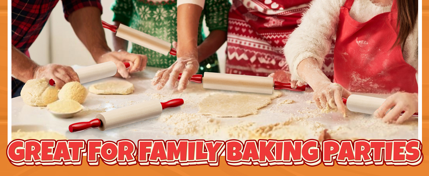 Mini Rolling Pin 7.5 Inch (6 Pack) Kids Rolling Pin Set for Play Dough Accessories Small Pin for Dough - Wooden Rolling Pins For Baking With Handles for Foods, Baking Supplies, And Playtime