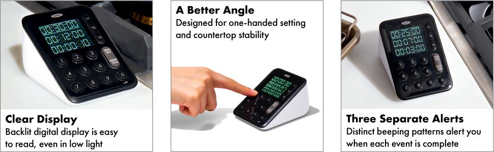 OXO Good Grips Digital Triple Kitchen Timer - Black