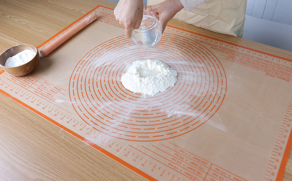 Silicone Pastry Mat 36'' By 24'' Extra Large Baking Mat with Measurements for Dough Rolling, Kneading Board, Kitchen Counter Mats for Dough, Pastry, Fondant, Pie Crust, Cookies, Bread, Pasta, Pizza
