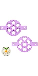 2PCS Pancake Maker Mold, 7 Cavity Star/Heart Shape Nonstick Reusable Silicone Egg Mold Ring with Handle Kitchen Cooking Baking Tools for Muffin Fried Egg Burger