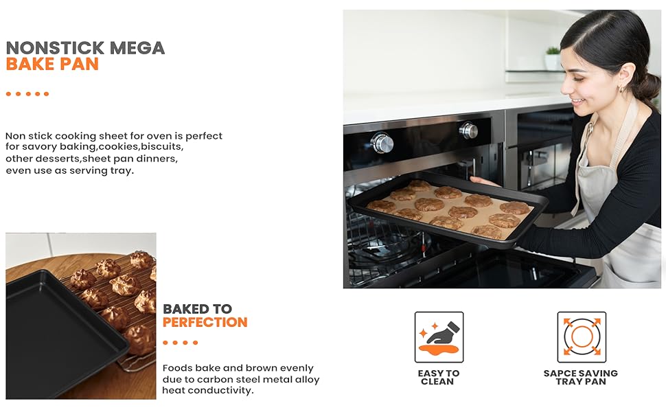 NutriChef 2-Piece XL Mega Cookie Sheet Baking Pans Set - 22