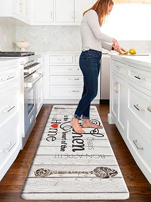 FRESHMINT Farmhouse Kitchen Mats Sets 2 Piece Cushioned Anti-Fatigue Comfort Mat for Home & Office Ergonomically Engineered Memory Foam Kitchen Rug Waterproof Non-Skid, 30