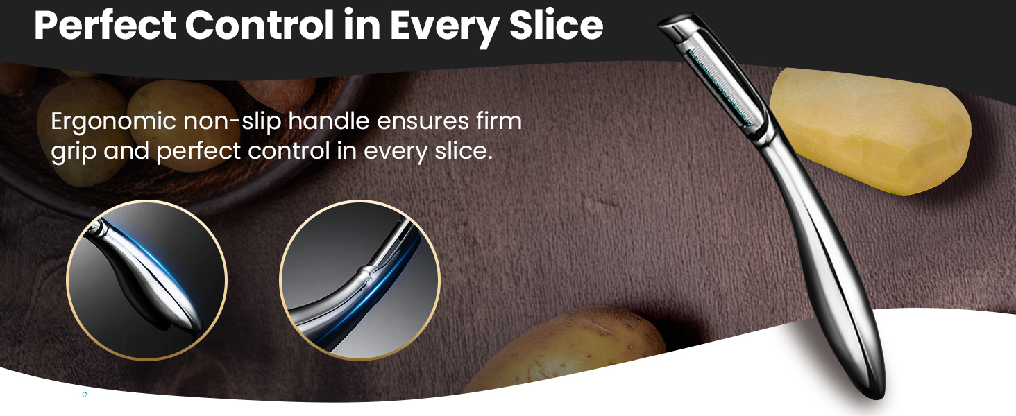 Vegetable Peeler, Premium Stainless Steel Potato Peeler, High Tensile Ultra Sharp Blade Fruit and Food Slicer, I Shaped with Ergonomic Non-Slip Handle, Dishwasher Safe with 5 Years Warranty
