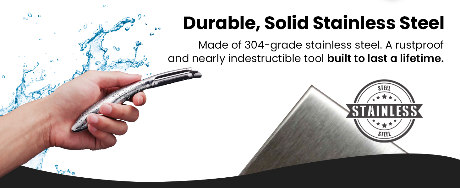 Vegetable Peeler, Premium Stainless Steel Potato Peeler, High Tensile Ultra Sharp Blade Fruit and Food Slicer, I Shaped with Ergonomic Non-Slip Handle, Dishwasher Safe with 5 Years Warranty