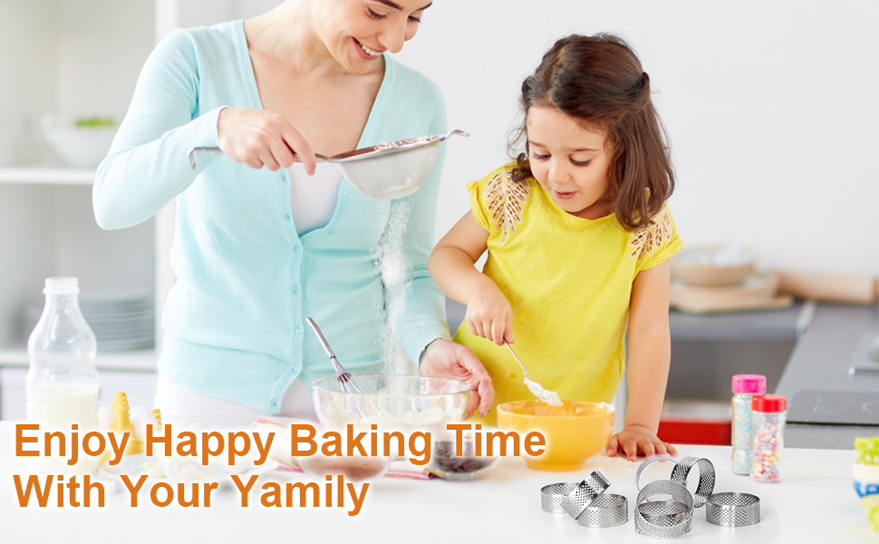 10 Pcs 2.37 Inch 304Stainless Steel Tart Ring, Heat-Resistant Perforated Cake Mousse Ring, Round Ring Baking doughnut tools (6cm)