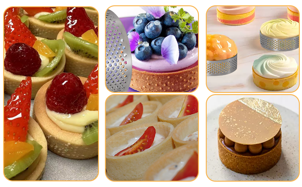 10 Pcs 2.37 Inch 304Stainless Steel Tart Ring, Heat-Resistant Perforated Cake Mousse Ring, Round Ring Baking doughnut tools (6cm)
