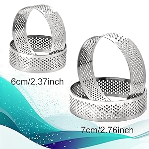 10 Pcs 2.37 Inch 304Stainless Steel Tart Ring, Heat-Resistant Perforated Cake Mousse Ring, Round Ring Baking doughnut tools (6cm)