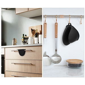 Vaincre 4PCS Silicone Oven Mitts Heat Resistant, Silicone Potholders for Kitchen, Mini Rubber Oven Glove Kitchen Mittens, Cute Cooking Mitts (Black and Black)