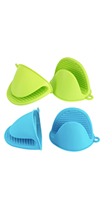 Vaincre 4PCS Silicone Oven Mitts Heat Resistant, Silicone Potholders for Kitchen, Mini Rubber Oven Glove Kitchen Mittens, Cute Cooking Mitts (Black and Black)