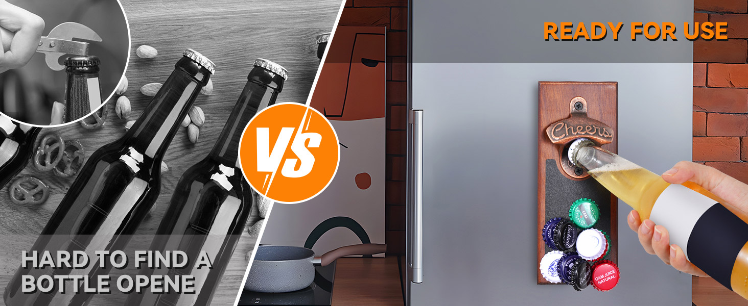 Gifts for Men Dad, Magnetic Beer Bottle Opener Wall Mounted with Auto Catch, Unique Beer Gifts for Men Him Boyfriend Grandpa Husband Uncle, Cool Gadgets for Birthday Housewarming Presents