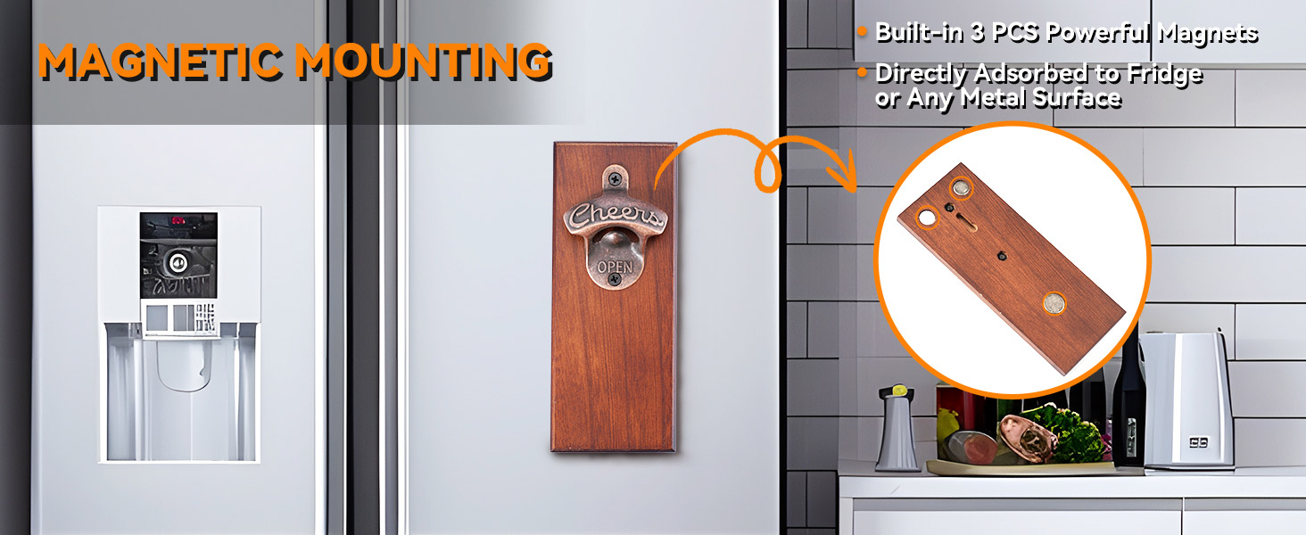Gifts for Men Dad, Magnetic Beer Bottle Opener Wall Mounted with Auto Catch, Unique Beer Gifts for Men Him Boyfriend Grandpa Husband Uncle, Cool Gadgets for Birthday Housewarming Presents
