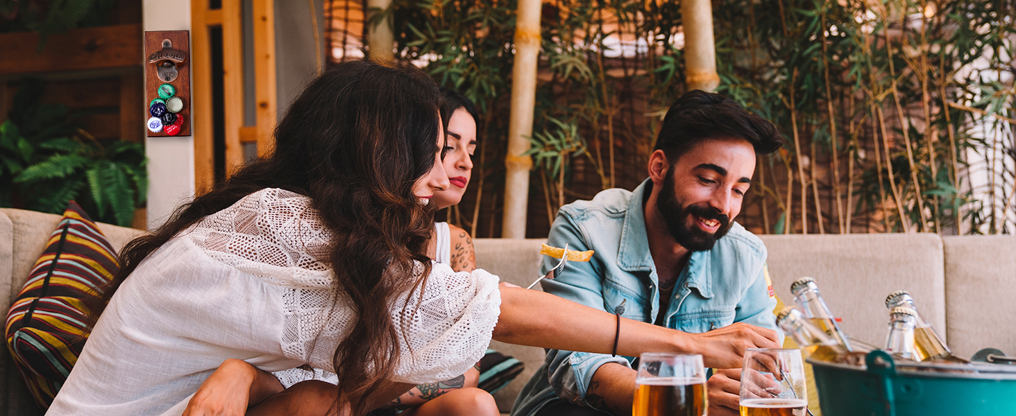 Gifts for Men Dad, Magnetic Beer Bottle Opener Wall Mounted with Auto Catch, Unique Beer Gifts for Men Him Boyfriend Grandpa Husband Uncle, Cool Gadgets for Birthday Housewarming Presents