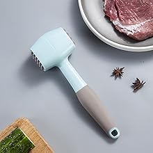 Meat Tenderizer Hammer Mallet With Comfort Grip Rubber Handle, Dual-Sided Meat Pounder For Tenderizing Steak, Beef, Chicken, Lamb, Vegetable, Minced Meat And Hard Candy, Easy To Clean