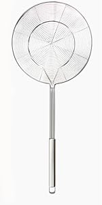 YFWOOD 7.9 Inch Spider Strainer Skimmer, Reinforced Double Coil Wire Skimmer with Large Handle Solid Stainless Steel Strainer Ladle for Cooking and Frying (1 - Piece)