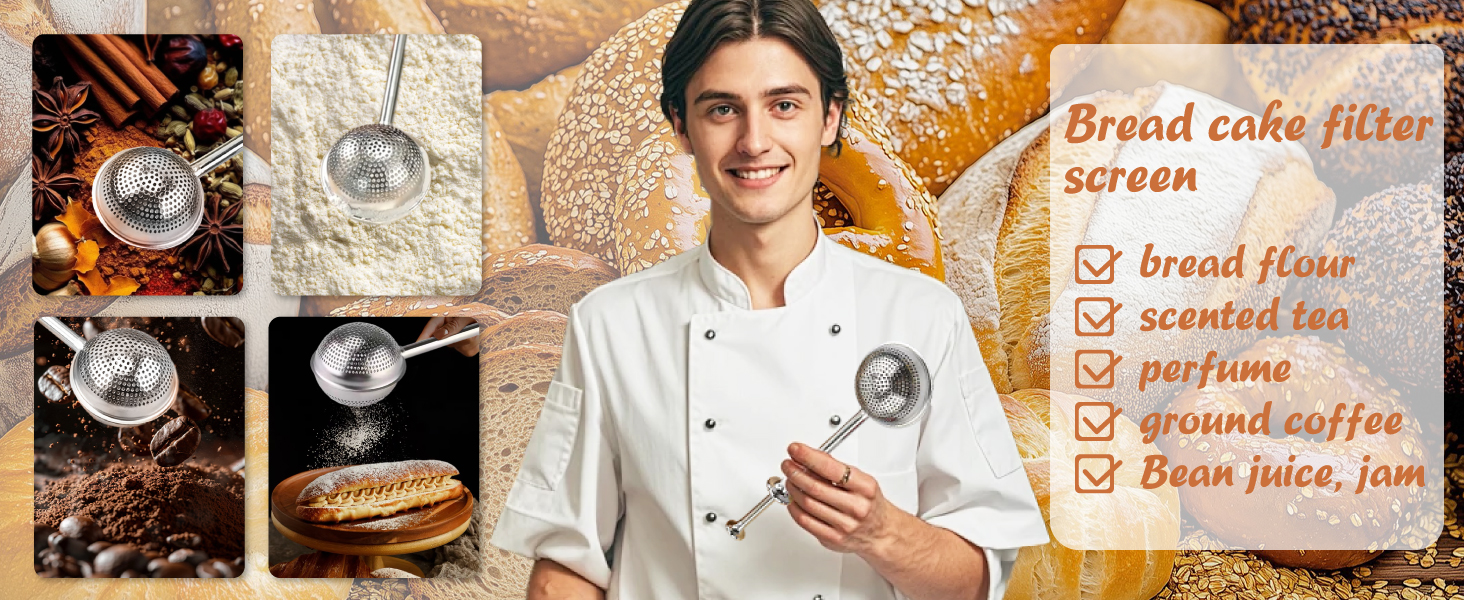 2 Pcs Bakers Dusting Wand for Sugar Flour and Spices, Stainless Steel Flour Duster for Baking, Powdered Sugar Shaker Duster Sifter, Spring-operated Handle for One-handed Operation