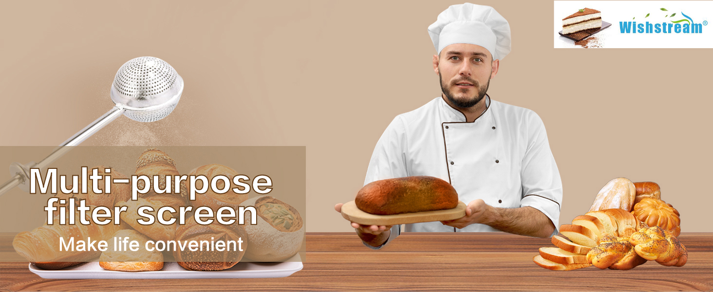 2 Pcs Bakers Dusting Wand for Sugar Flour and Spices, Stainless Steel Flour Duster for Baking, Powdered Sugar Shaker Duster Sifter, Spring-operated Handle for One-handed Operation