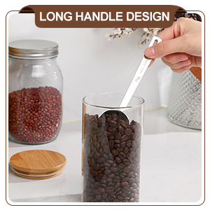 Geiserailie 4 Pcs 2 Tablespoon Scoops with Long Handle, 30 ml Stainless Steel Measuring Spoon for Coffee Milk Fruit Powder, Loose Tea Dry, Spice Jar, Cooking Baking, and Other Dry Goods