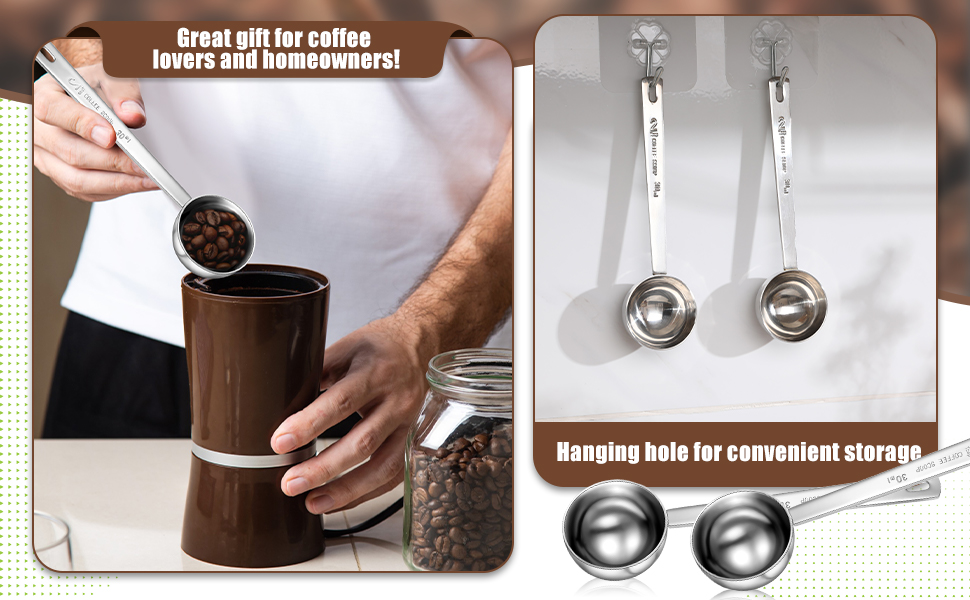 Geiserailie 4 Pcs 2 Tablespoon Scoops with Long Handle, 30 ml Stainless Steel Measuring Spoon for Coffee Milk Fruit Powder, Loose Tea Dry, Spice Jar, Cooking Baking, and Other Dry Goods