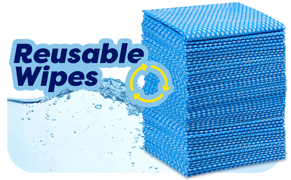 SCRUBIT Reusable Cleaning Wipes, Handy Wipes for Kitchen and Office - Dish Cloths for Washing Dishes - Multi Purpose Disposable Cleaning Towels (12 x 20 in) 72 Pack (Blue)