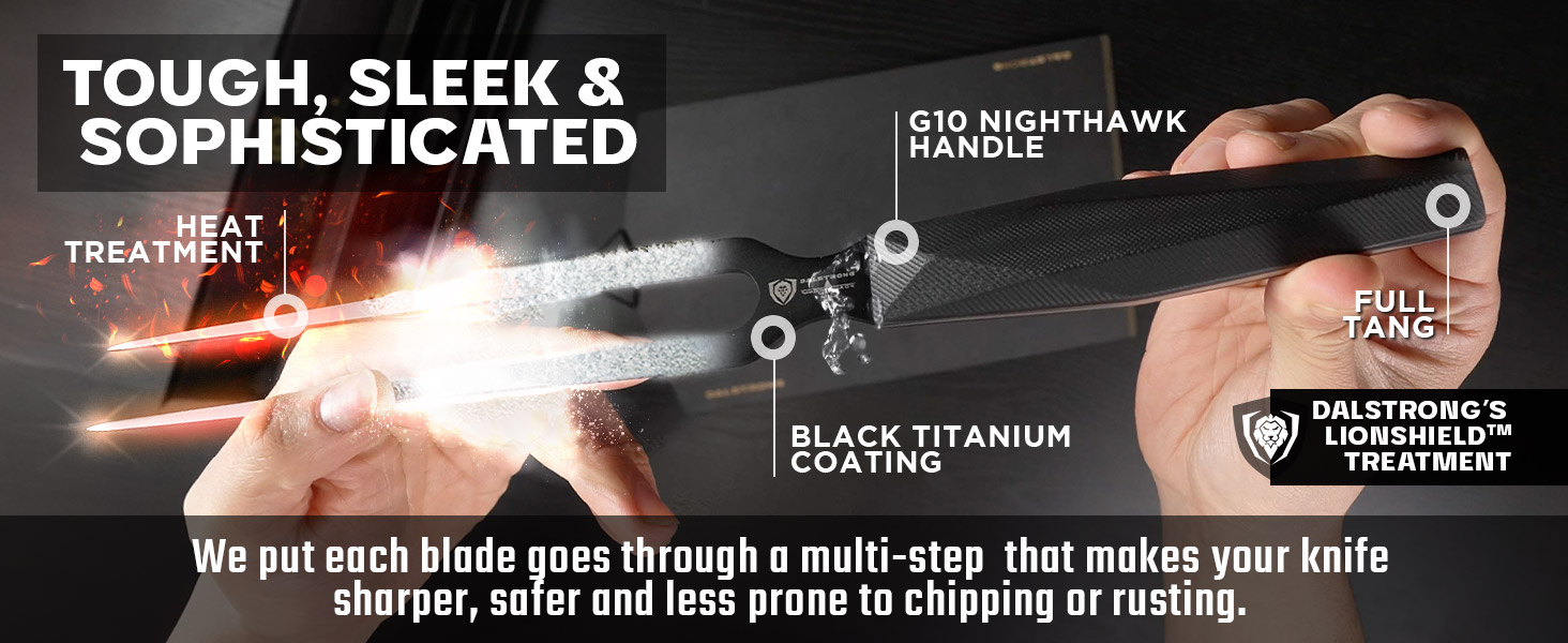 Dalstrong Meat Fork - 8.5 inch - Shadow Black Series - Black Titanium Nitride Coated - High Carbon 7CR17MOV-X Steel - Barbecue Carving Fork - Kitchen Utensils - Two Pronged Fork - NSF Certified