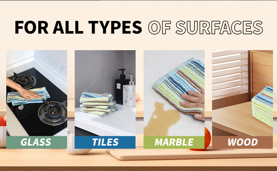 Oeleky Kitchen Dishcloths for Washing Dishes, Ultra Absorbent Dish Rags, Cotton Cleaning Cloths Pack of 8, 12x12 Inches (mix-1, 12x12 inch)