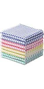 Oeleky Kitchen Dishcloths for Washing Dishes, Ultra Absorbent Dish Rags, Cotton Cleaning Cloths Pack of 8, 12x12 Inches (mix-1, 12x12 inch)