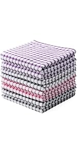 Oeleky Kitchen Dishcloths for Washing Dishes, Ultra Absorbent Dish Rags, Cotton Cleaning Cloths Pack of 8, 12x12 Inches (mix-1, 12x12 inch)