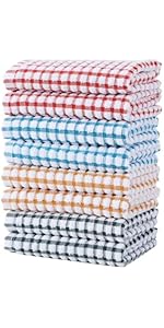 Oeleky Kitchen Dishcloths for Washing Dishes, Ultra Absorbent Dish Rags, Cotton Cleaning Cloths Pack of 8, 12x12 Inches (mix-1, 12x12 inch)