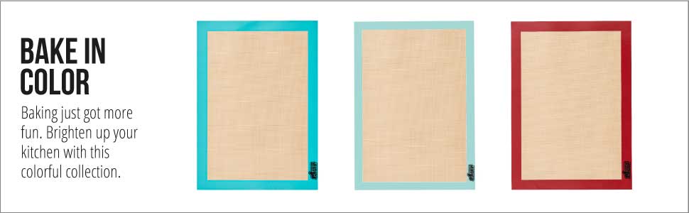 GORILLA GRIP Food Grade Reusable Nonstick Silicone Baking Mat, 16.5x11.87, Half Sheet 2PK, Oven Safe Cookie Sheet Liners, Up to 500 Degrees, No Mess Easy Clean Pastry Mats, Kitchen Essentials, Mint