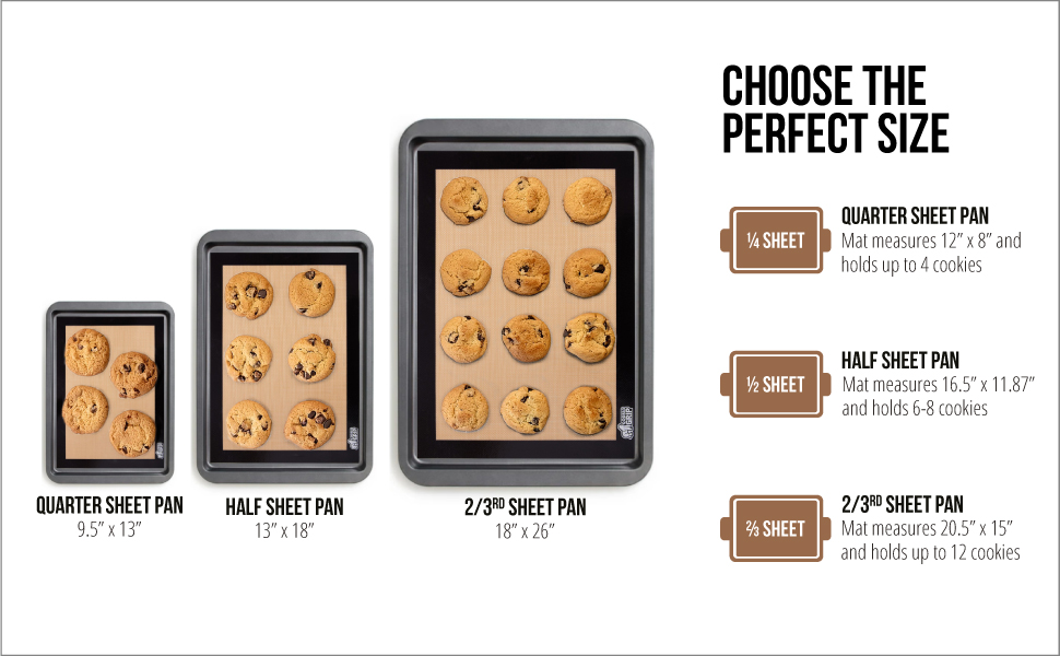 GORILLA GRIP Food Grade Reusable Nonstick Silicone Baking Mat, 16.5x11.87, Half Sheet 2PK, Oven Safe Cookie Sheet Liners, Up to 500 Degrees, No Mess Easy Clean Pastry Mats, Kitchen Essentials, Mint