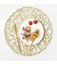 Woven Placemats Round Placemats Set of 6, 13.5 Inch Wicker Placemat Circle Rattan Placemats Farmhouse Boho Braided Natural Water Hyacinth Place Mats for Indoor & Outdoor Table Decor