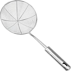 Versatile Stainless Steel Spider Strainer/Skimmer/Ladle for Cooking and Frying, Chirano Kitchen Gadgets Wire Strainer Pasta Strainer Spoon (6 Inch)