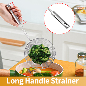 Versatile Stainless Steel Spider Strainer/Skimmer/Ladle for Cooking and Frying, Chirano Kitchen Gadgets Wire Strainer Pasta Strainer Spoon (6 Inch)