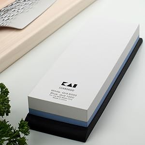 Shun Combined Whetstone Sharpener, 3000 and 6000 Grit Combination Whetstone, Dual Sided Knife Sharpener for Professional and Home Chefs