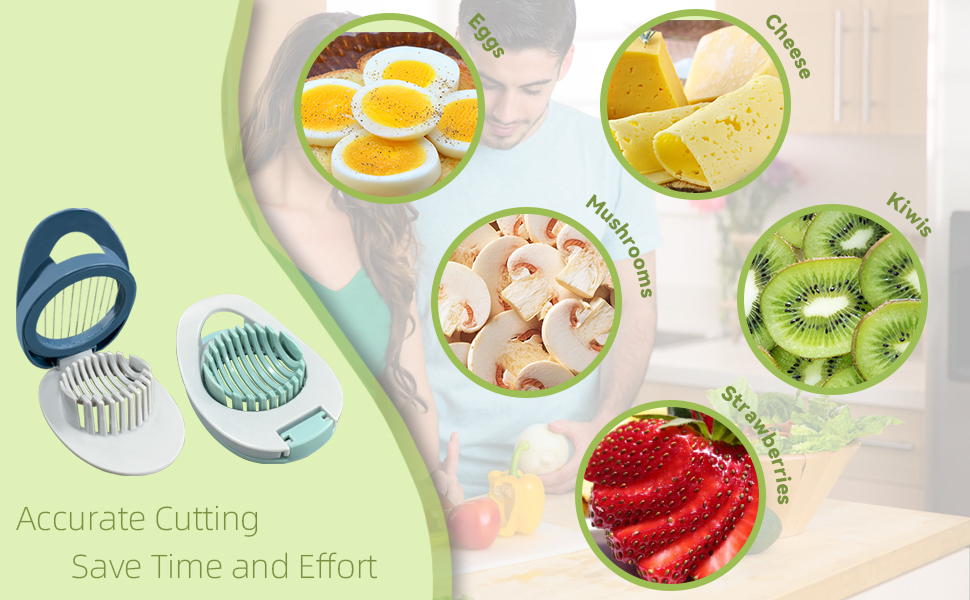 Egg Slicer for Hard Boiled Eggs Cutter with Stainless Steel Wire Dishwasher Safe (Green)