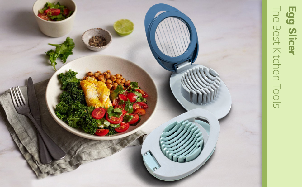Egg Slicer for Hard Boiled Eggs Cutter with Stainless Steel Wire Dishwasher Safe (Green)