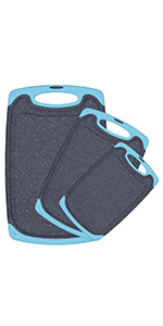 Cutting Boards for Kitchen, Large-Small Cutting Board Set of 3, Dishwasher Safe, Juice Groove, Easy Grip Handle, Non-Slip Rubber Cutting Board