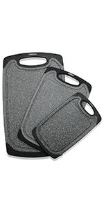 Cutting Boards for Kitchen, Large-Small Cutting Board Set of 3, Dishwasher Safe, Juice Groove, Easy Grip Handle, Non-Slip Rubber Cutting Board