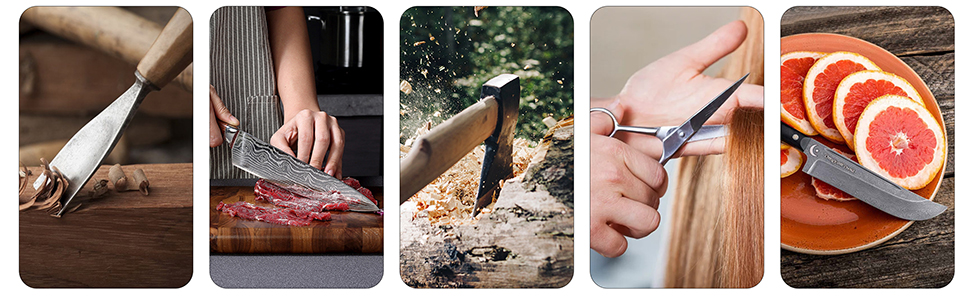 Knife Sharpening Stone Set, Professional Whetstone 4 Side Grit 400/1000 3000/8000, Whetstone Knife Sharpener Stone Set Include Non-slip Base, Leather Strop, Flattening Stone & Angle Guide