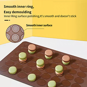 Silicone Macaron Baking Mats, 2 Non-Stick Silicone Baking Mats, Food Safe Baking Mat, Great For Macaron, Cookies, Bread, Pastry, Dessert (2Pcs 48Capavity)