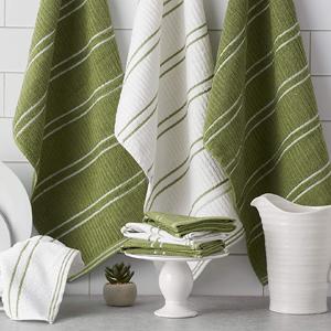 DII Basic Terry Collection Solid Windowpane Dishcloth Set, 12x12, Spice, 6 Piece