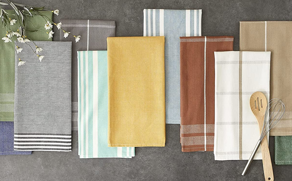 DII Basic Terry Collection Solid Windowpane Dishcloth Set, 12x12, Spice, 6 Piece