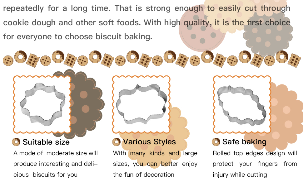 10 PCS Plaque Frame Cookie Cutters Set Fondant Tiles Biscuit Cutter Molds for Cookie Fruit Shapes