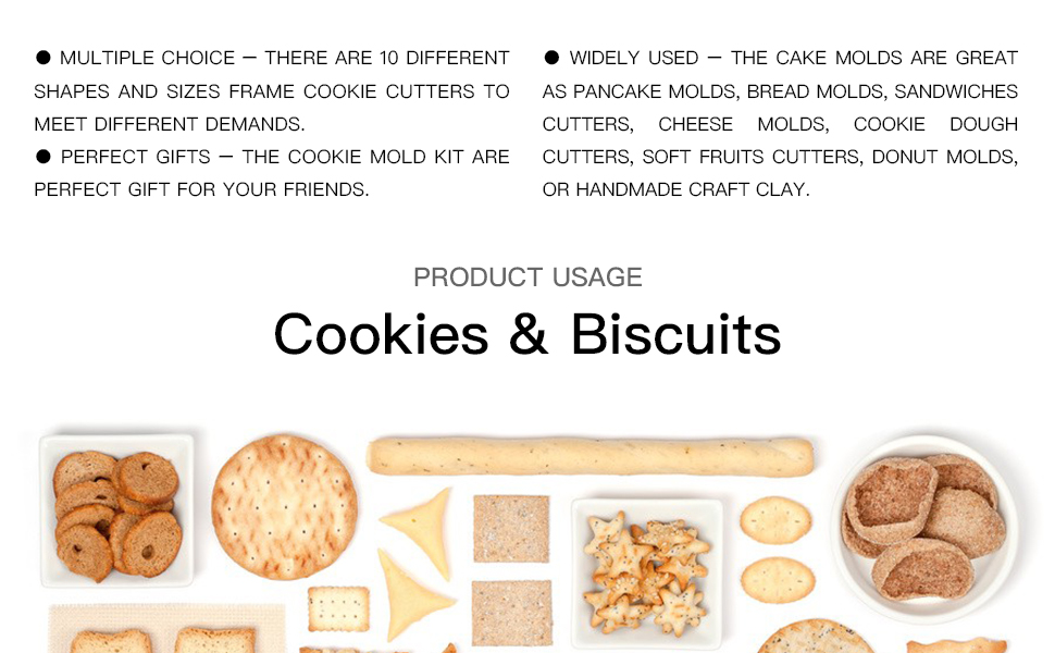 10 PCS Plaque Frame Cookie Cutters Set Fondant Tiles Biscuit Cutter Molds for Cookie Fruit Shapes