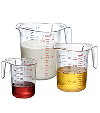 Amazing Abby - Melissa - Plastic Measuring Cups (3-Piece Set), Food-Grade Measuring Jugs, 1/2/4-Cup Capacity, Unbreakable, Stackable, Dishwasher-Safe, Great for Oil, Vinegar, Flour, and More
