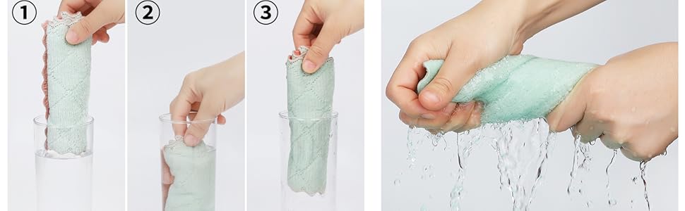 20 Pack Kitchen Dish Cloths Dish Towels,Super Absorbent Coral Fleece Cloth,Premium Cleaning Cloth,Nonstick Oil Washable Fast Drying Dish Rags for Clean Table,Dish,Glass（5Colors 6